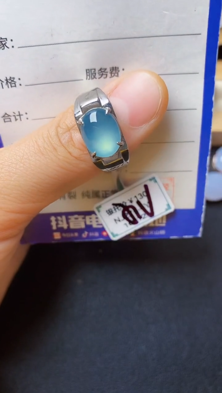 翡翠戒指银S925镶嵌2222222