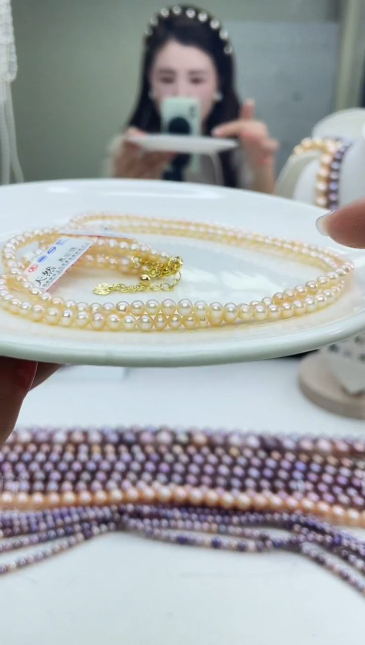 未镶嵌项链淡水珍珠中国红小米项链