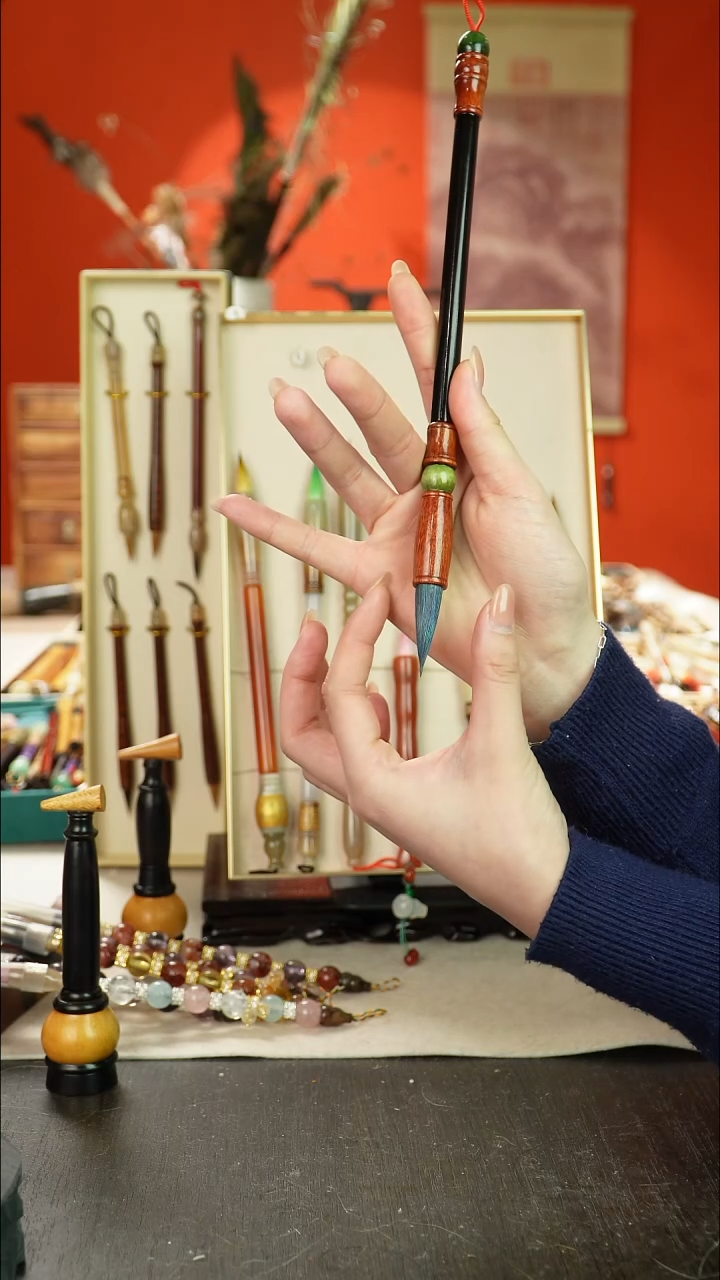 33号闪孤品高货毛笔链接 清水试笔 蘸墨不退