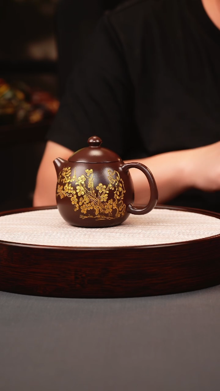 茶壶紫砂天星泥洒金龙蛋