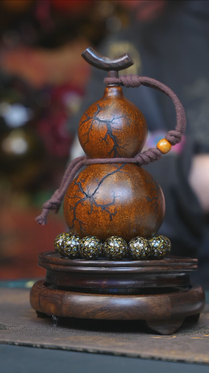 【闪购商品】YH175大漆酒葫芦不包手串及旋转底座