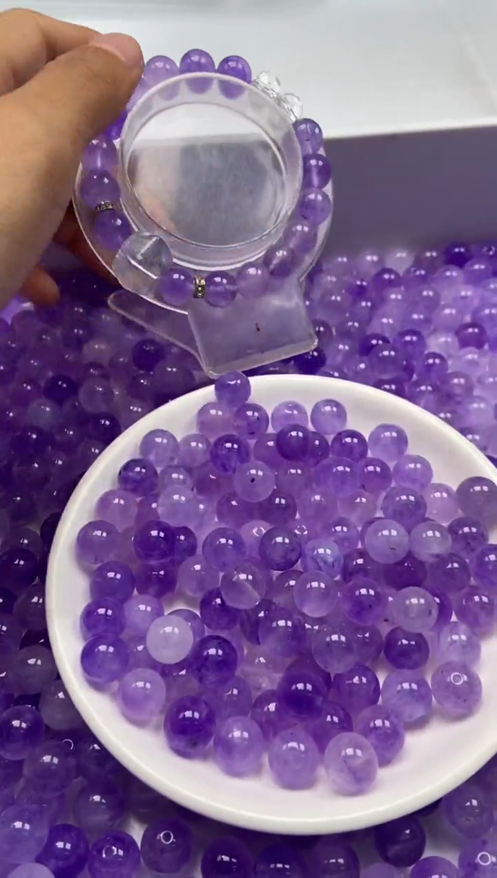 颈饰未镶嵌水晶W1840-紫色碧玺10mm*10颗