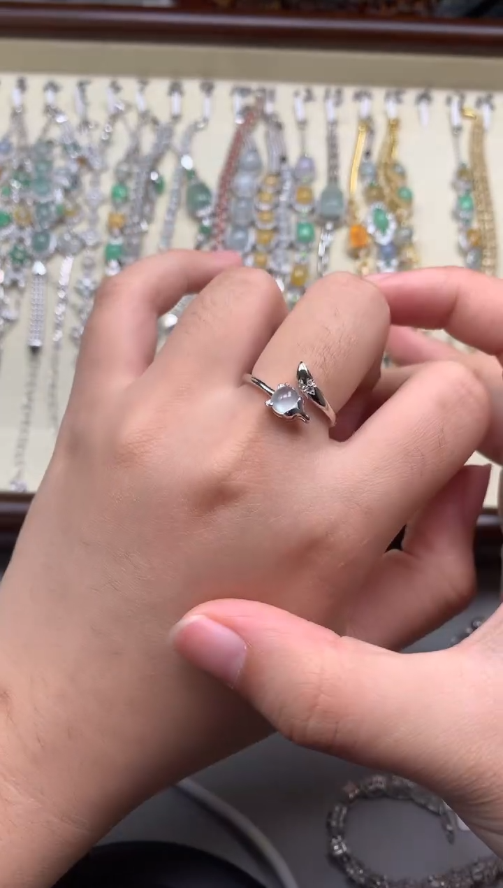 银S925镶嵌戒指翡翠1