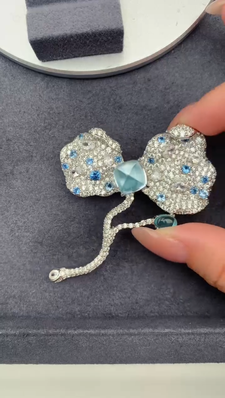 银S925镶嵌托帕石胸饰托帕石  定制   FG 