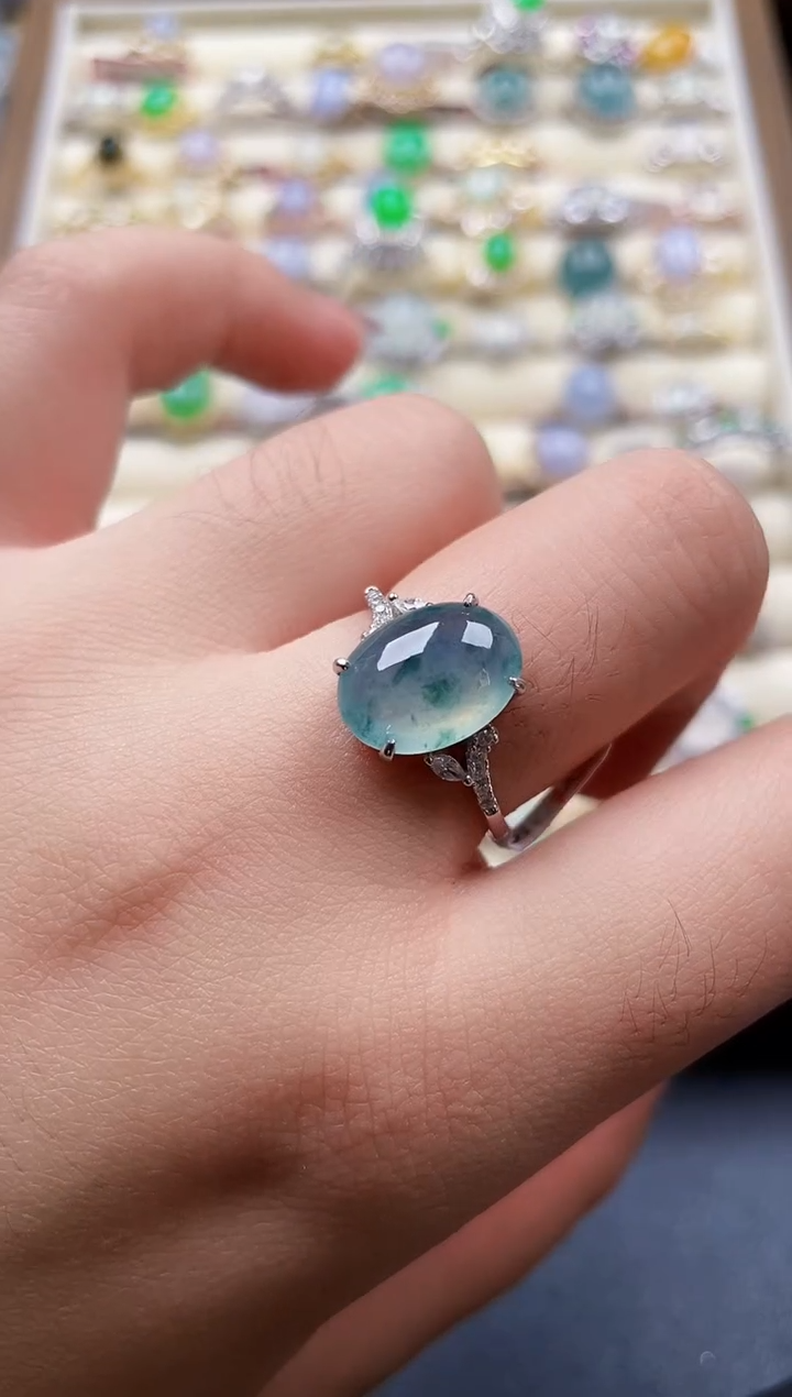 银S925镶嵌戒指翡翠180