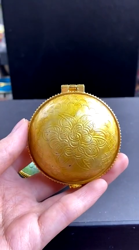 【闪购商品】非遗技艺 景泰蓝粉盒镜子鹅黄