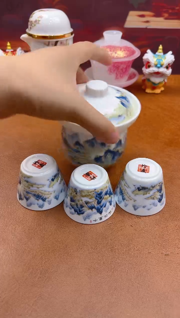 陶瓷茶具摆件旅行套组