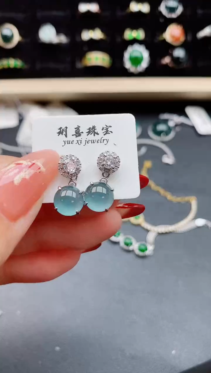 【闪购商品】翡翠耳饰银S925镶嵌121212