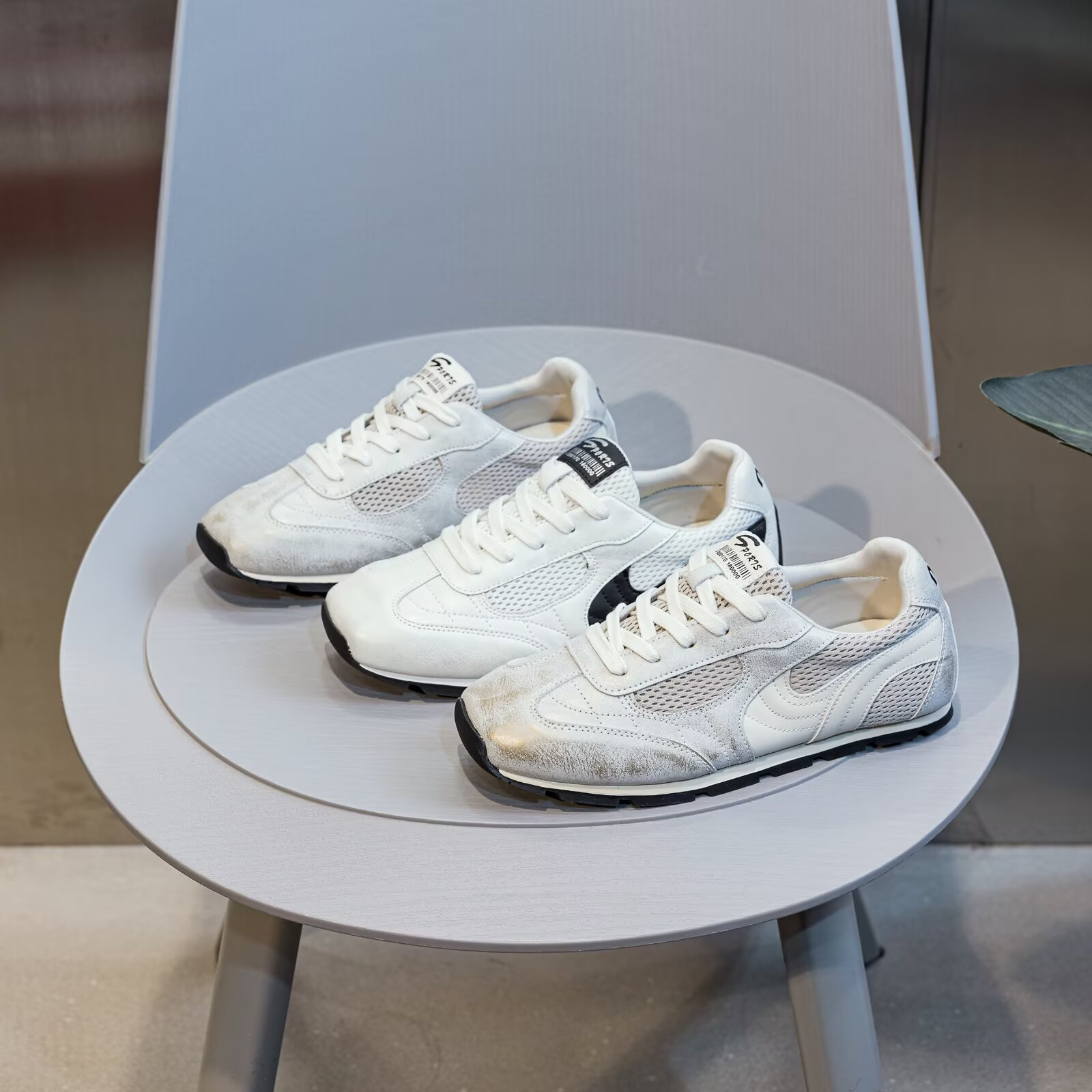 正品复古擦色网面透气阿甘鞋女2025新款显脚小休闲百搭德训鞋88