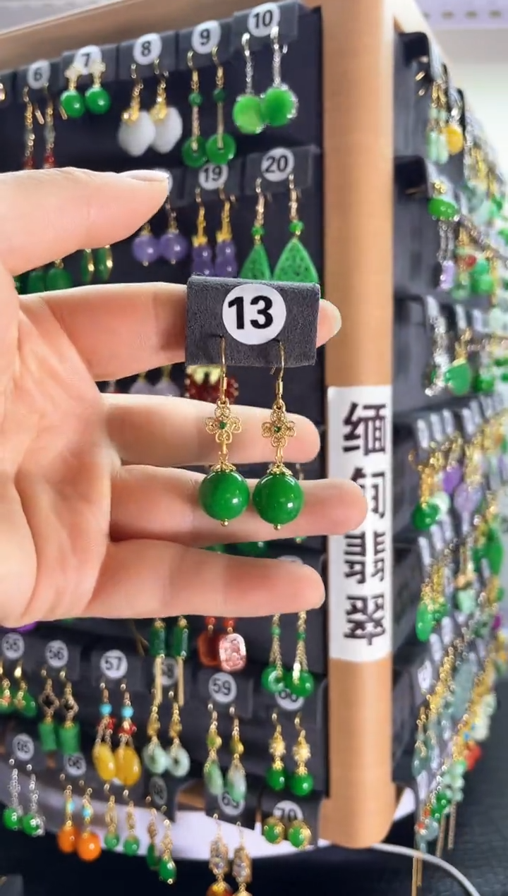 【闪购商品】翡翠耳饰银S925镶嵌13   