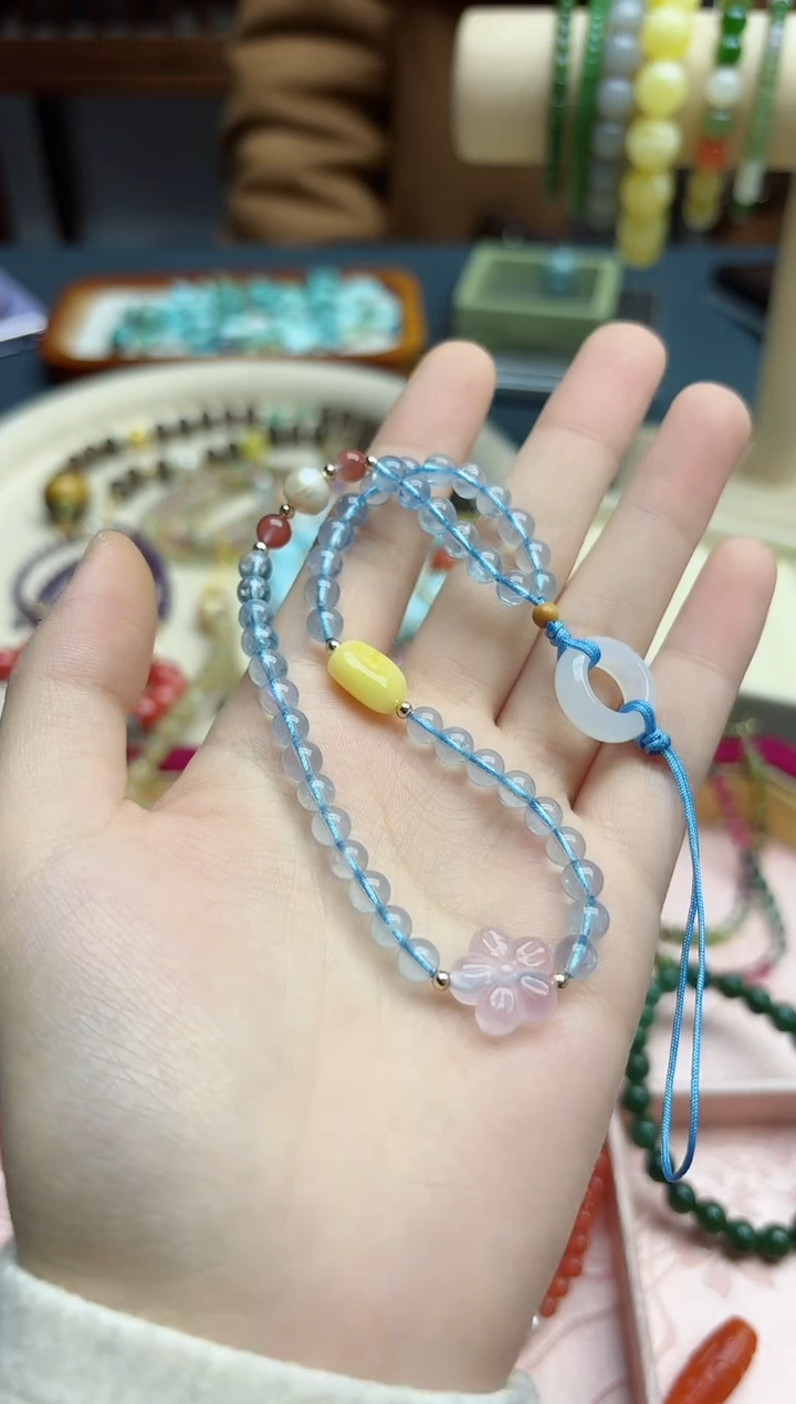 【闪购商品】海蓝宝石颈饰未镶嵌海蓝宝5mm挂件*1 ZD