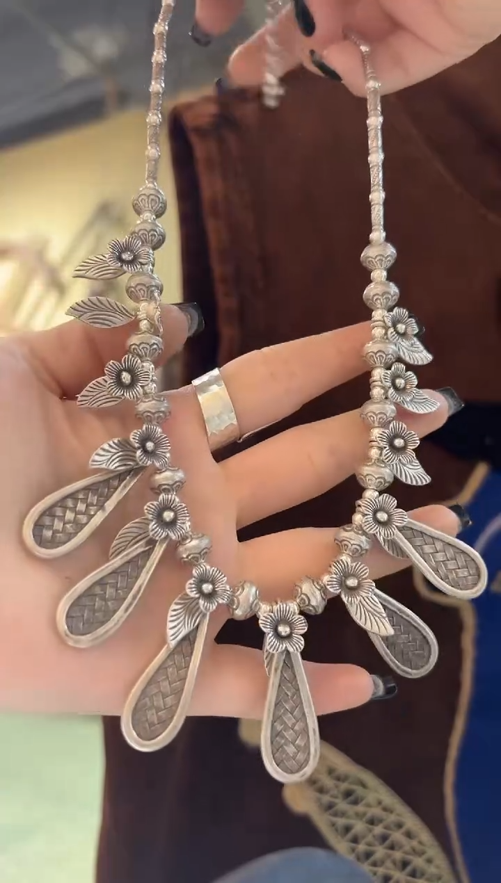 无925银月*花项链