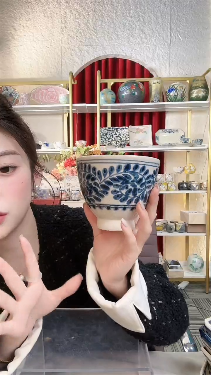 盘宗山家手绘高脚碗一个