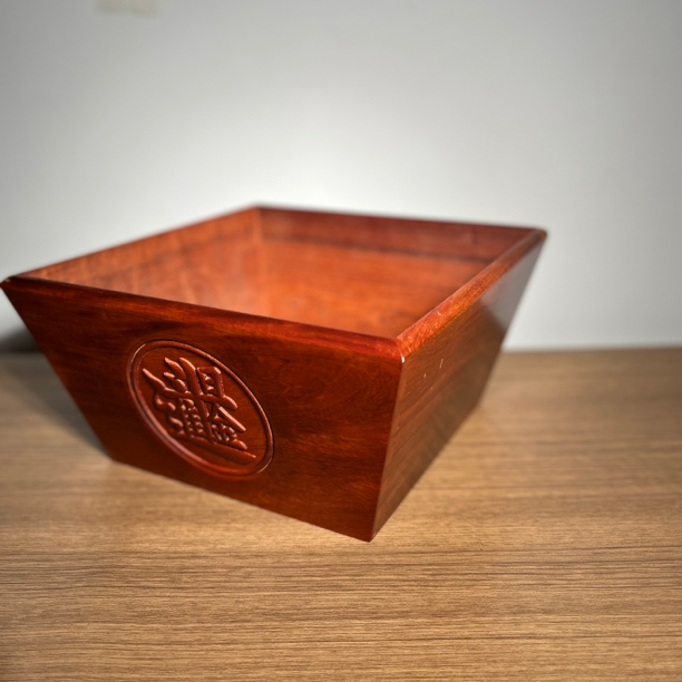 缅花客厅木制复古米斗实木收纳盒水果盒招财进宝原木米斗口径26cm