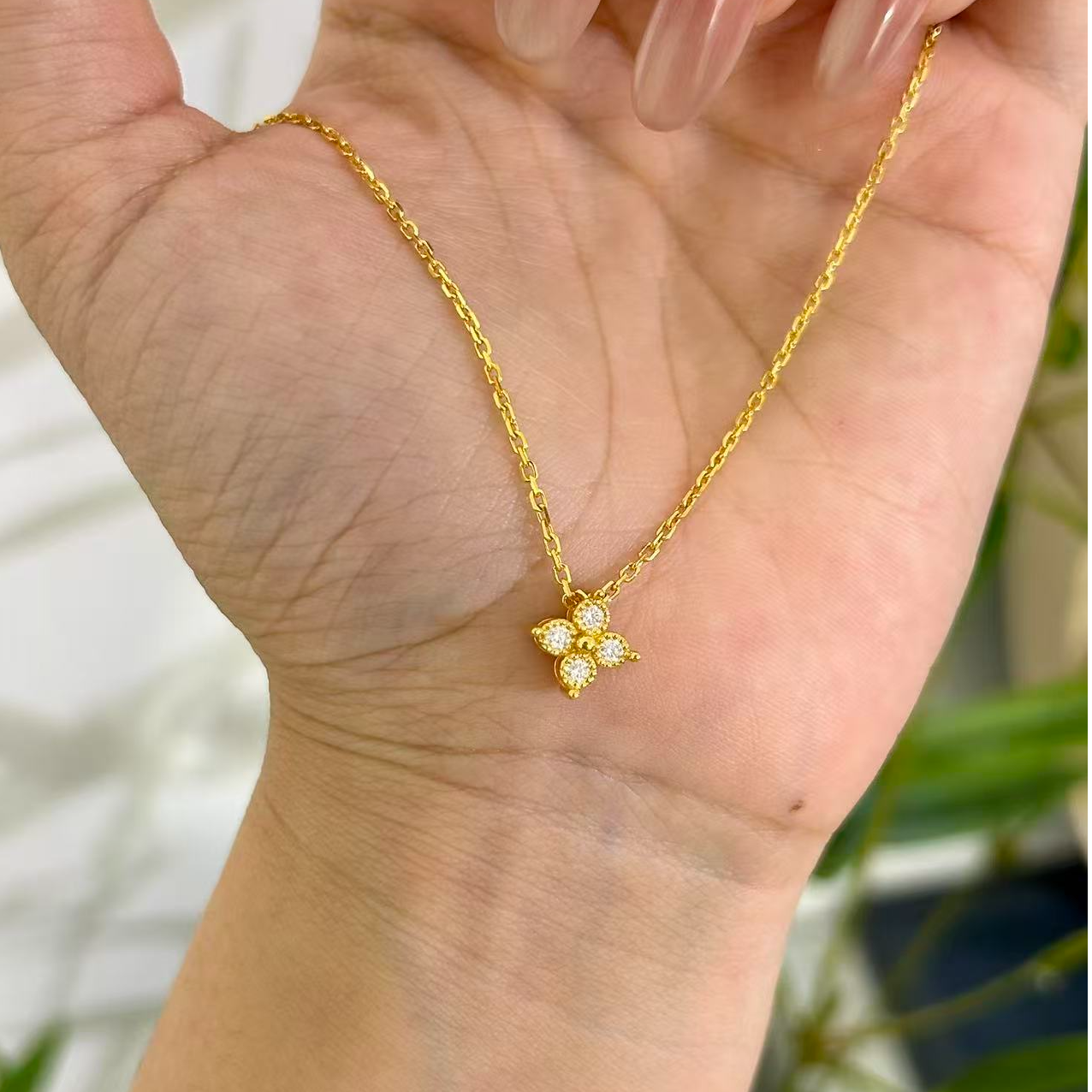 足金999 【镶嵌四叶草套链】传承黄金轻奢时尚气质精美仙女经典百搭