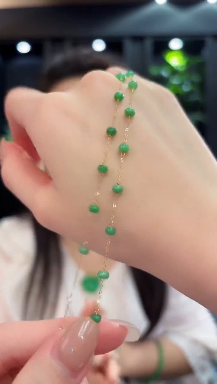18K金镶嵌手链翡翠缅料A货/多样性发货/一件