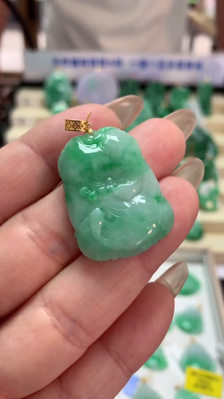 【闪购商品】翡翠吊坠(不含链)18K金镶嵌挂件