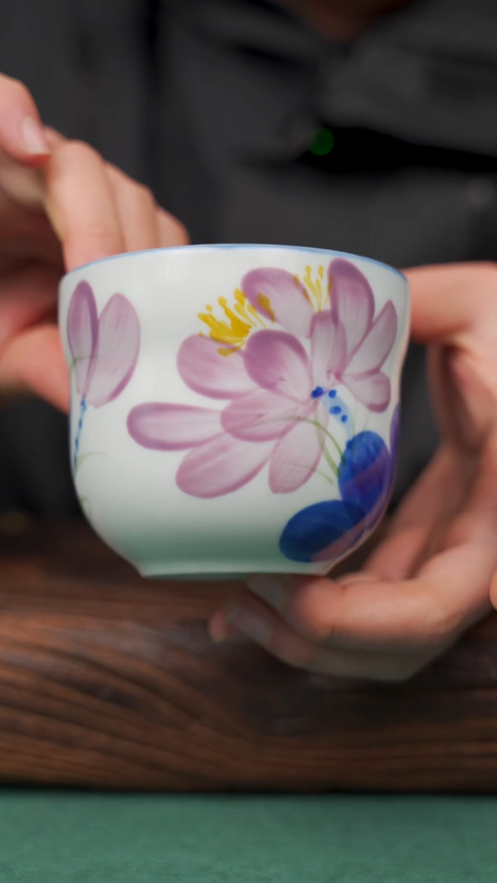 【闪购商品】瓷片42寻一缕瓷香杯釉下手工手绘瓷器