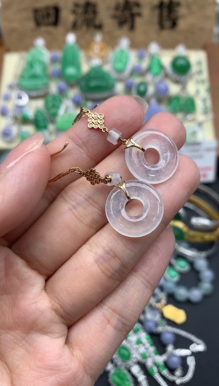 【闪购商品】翡翠耳饰18K金镶嵌429-中国好珍宝