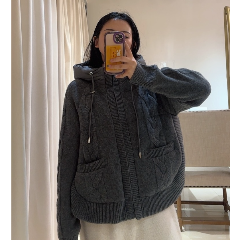 2025新款秋冬"双倍暖意"山羊绒拼鹅绒外套保暖防风羽绒服加厚冬季