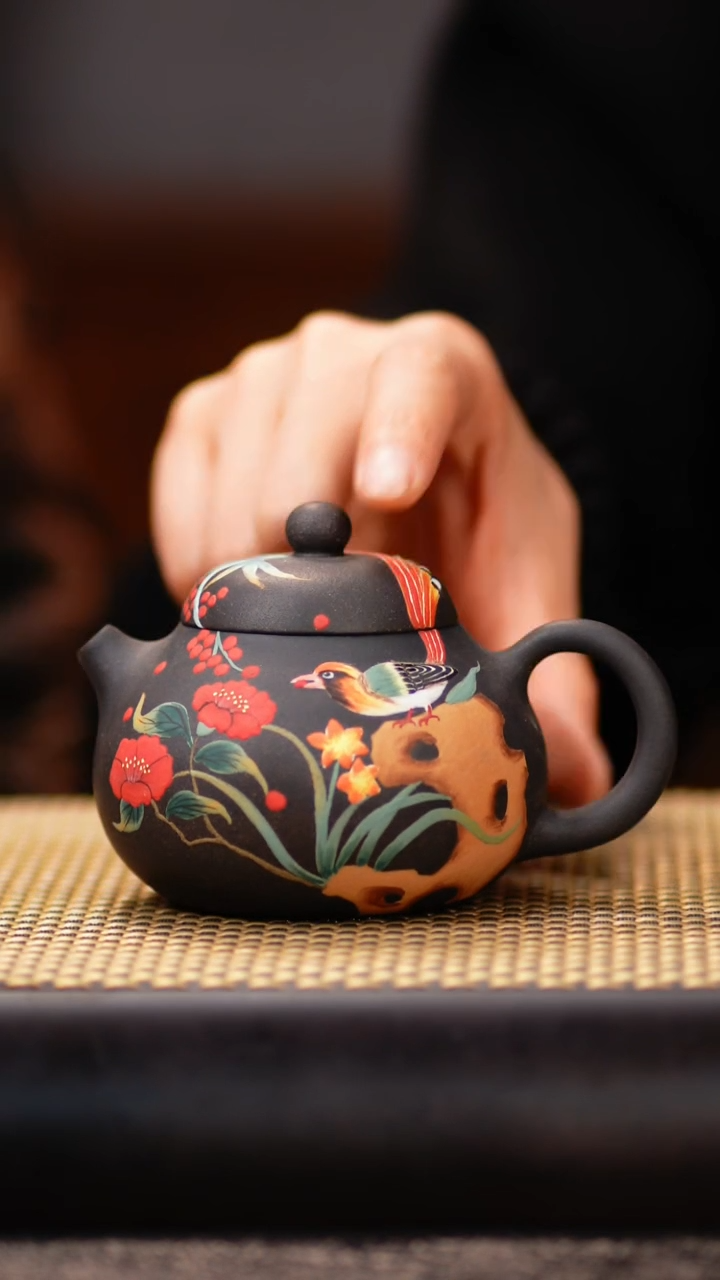 LJY80云雾天青花鸟小文旦
