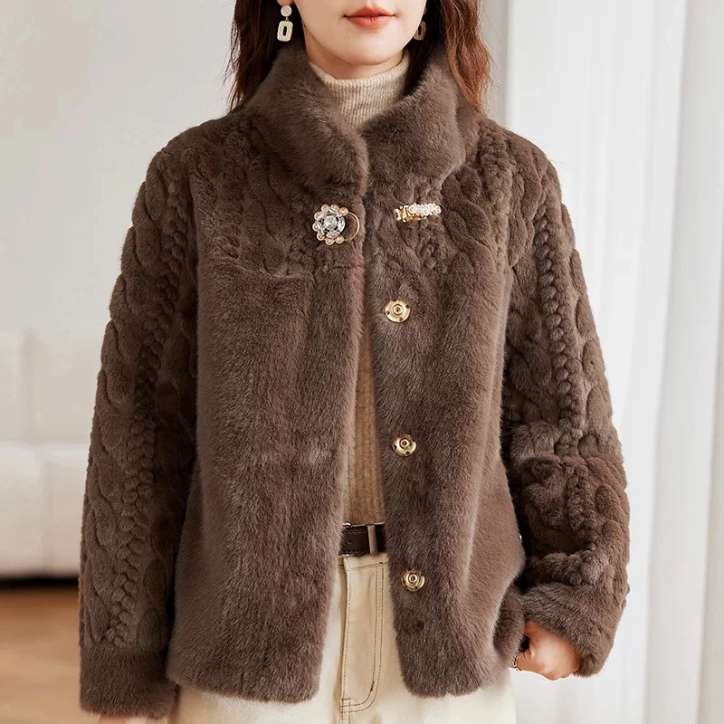 新款时尚上衣时尚保暖短开衫短款大衣短外套秋冬女保暖