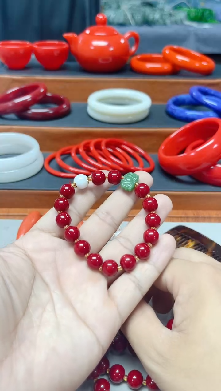 007号精品红色圆珠手串