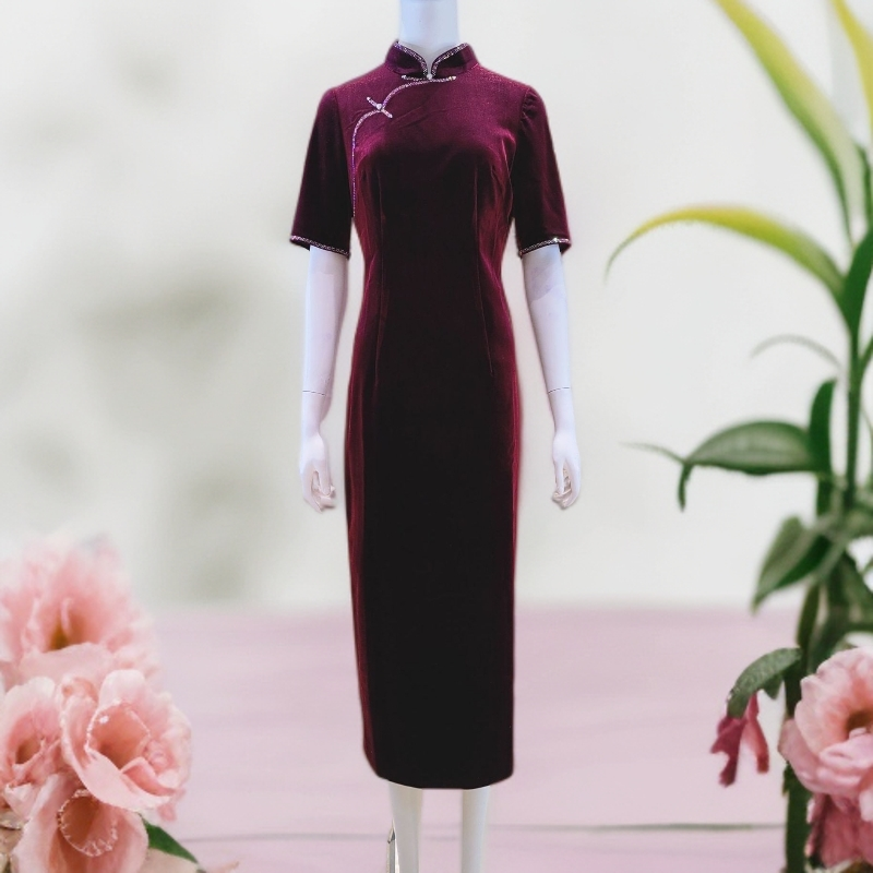 朱紫瑜170388喜婆婆喜妈妈典礼敬酒旗袍气质优雅显瘦修身中长款