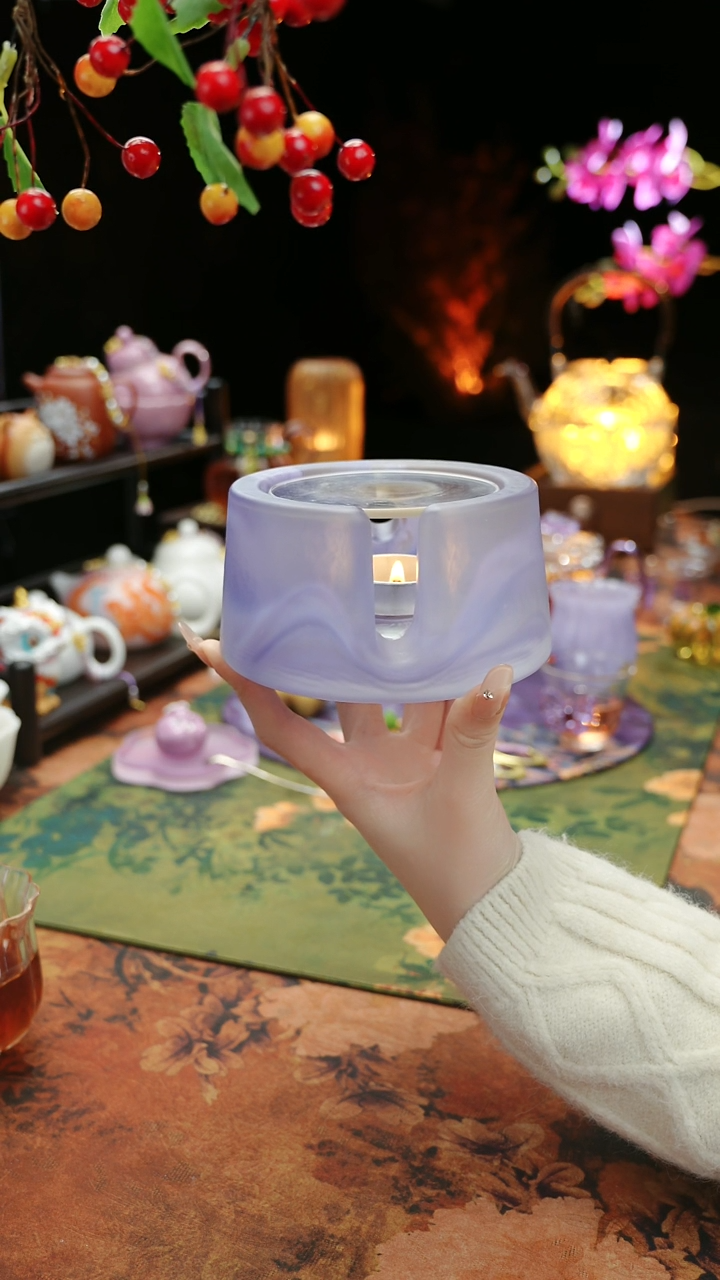 【闪购商品】紫色水晶琉璃蜡烛温茶台
