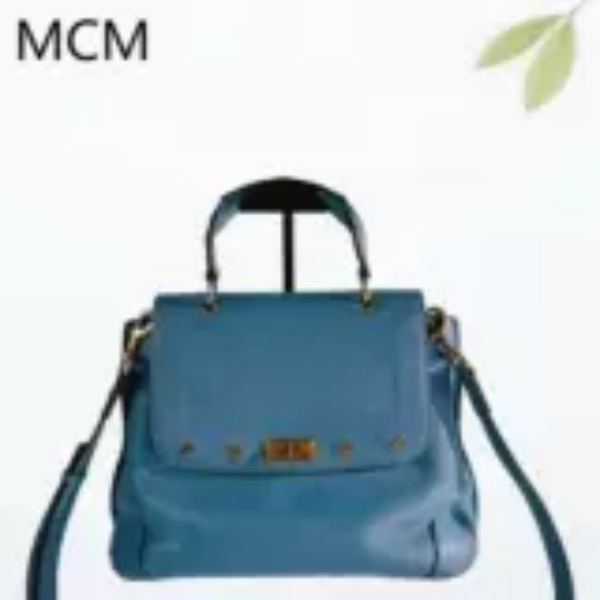 95新 MCM 蓝色手提斜挎包G25502079底长30X22