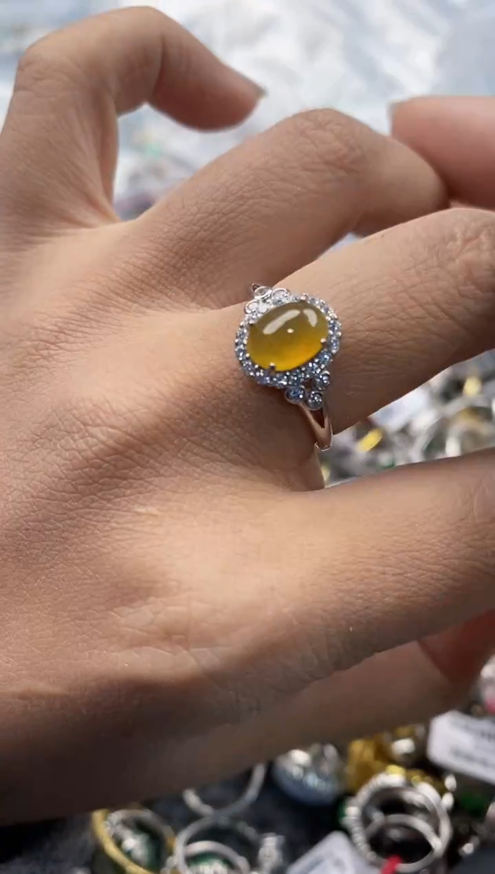 银S925镶嵌戒指翡翠999---6