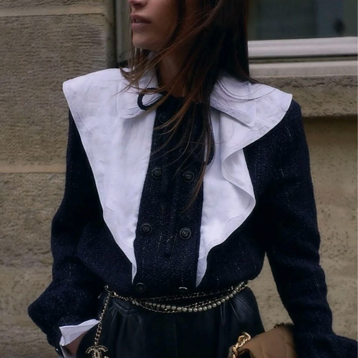 99新 Chanel/香奈儿 Chanel 车站系列 荷叶边粗花呢外套 36码4621