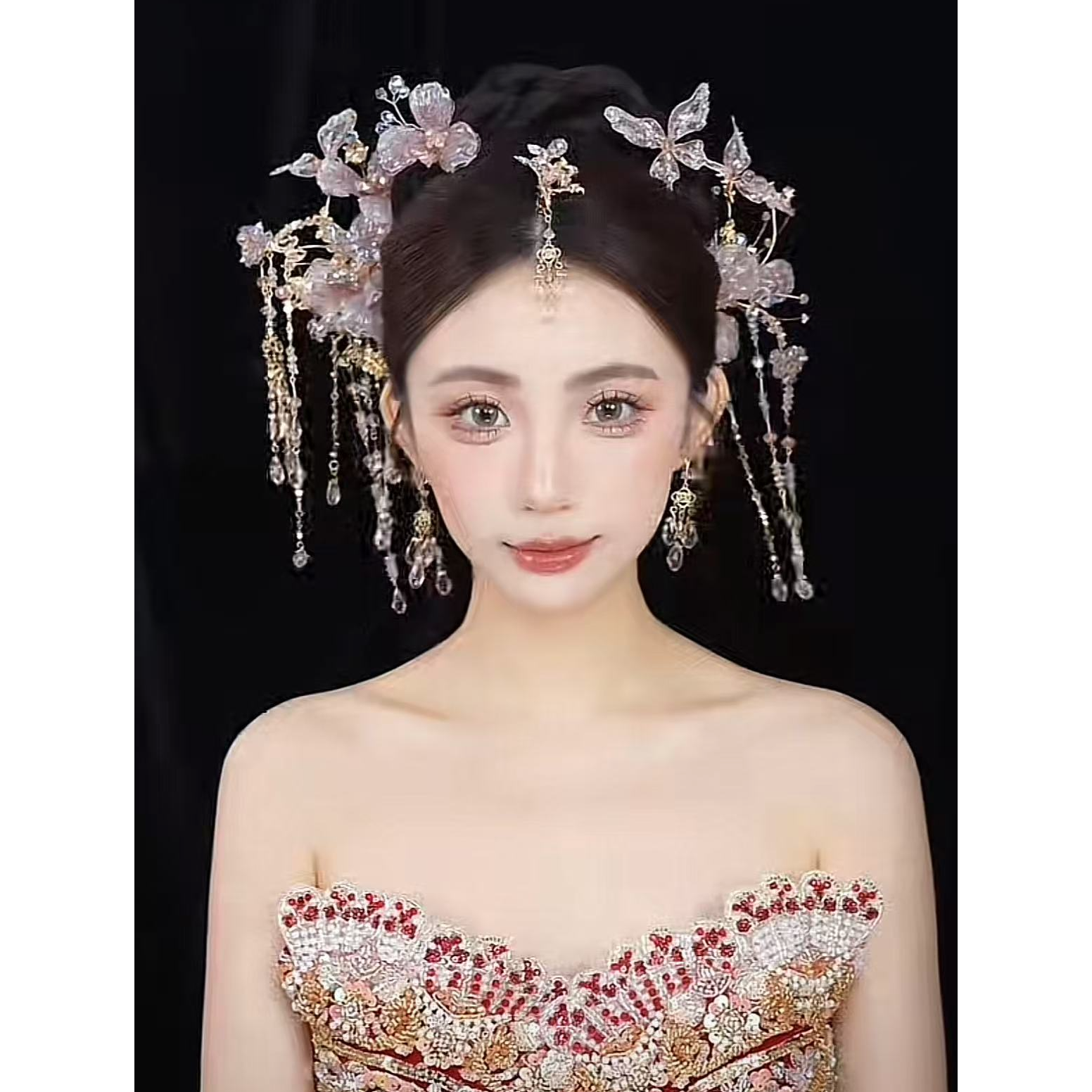 合金婚庆饰品 新款仙气减龄新娘中式结婚头饰320