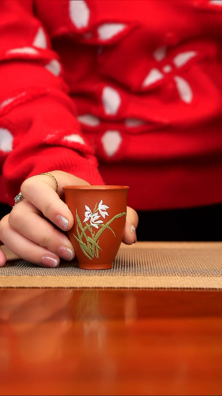 【闪购商品】紫砂茶壶朱泥兰花闻香杯