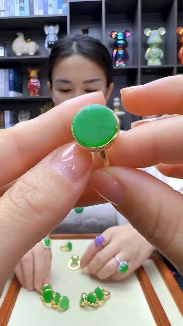 翡翠14K金镶嵌颈饰沉白diy劲饰