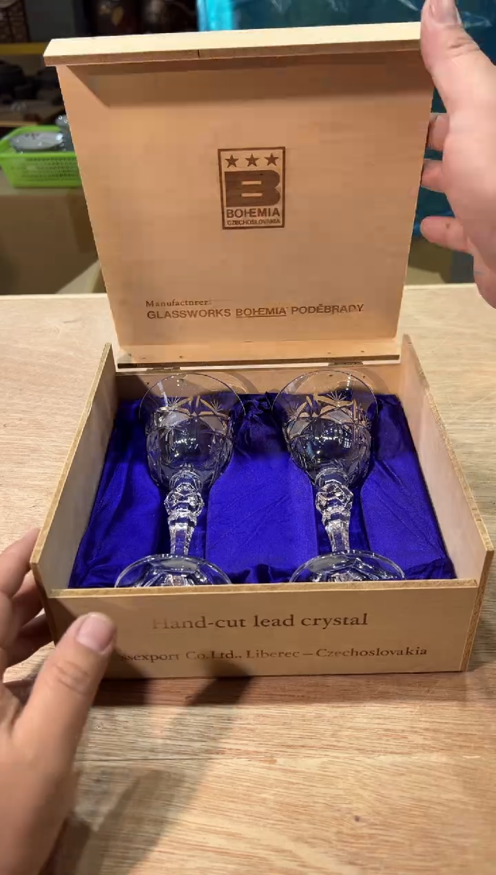 479 波西米亚 重工水晶杯一对原盒