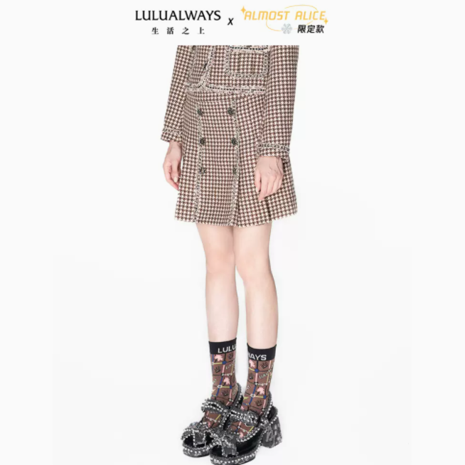 LULUALWAYS 冬季 格子款百褶裙 OND4005