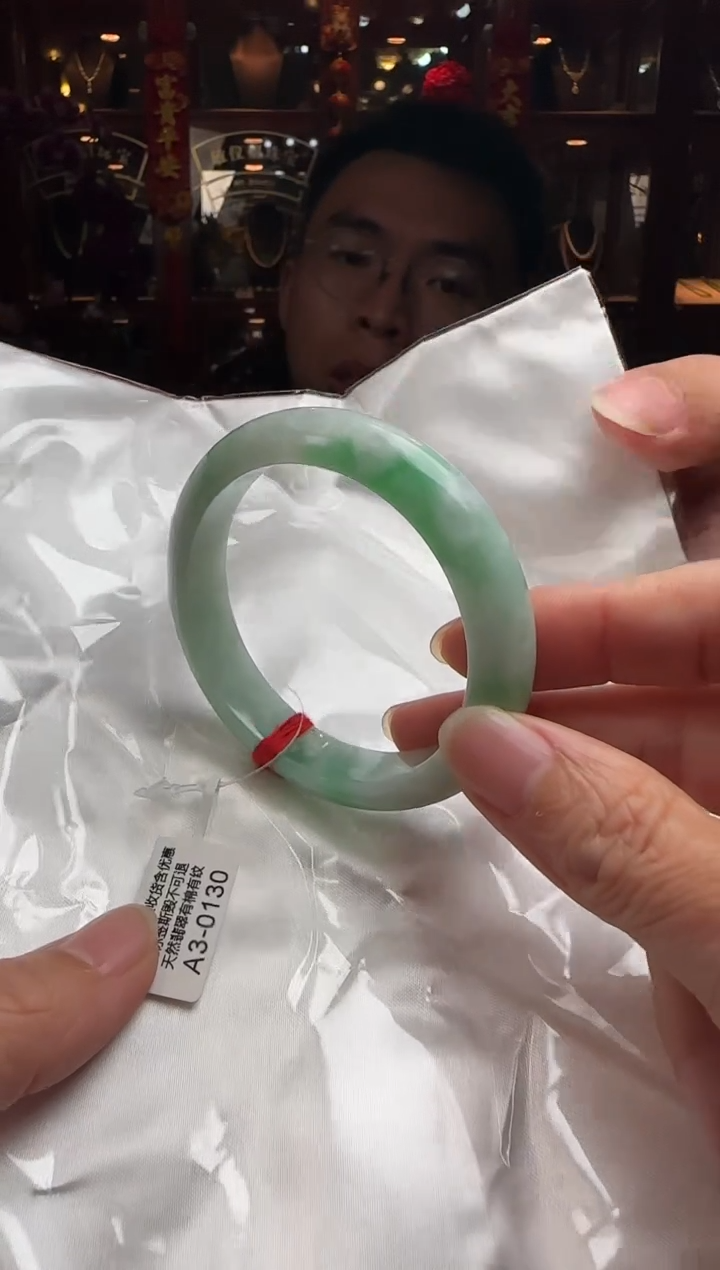 【闪购商品】翡翠手镯未镶嵌53正圈A3-0130(100元运营费