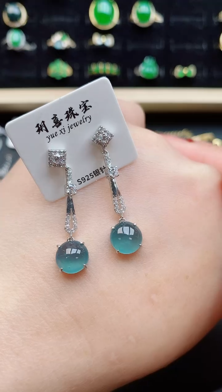 【闪购商品】翡翠耳饰银S925镶嵌50805850