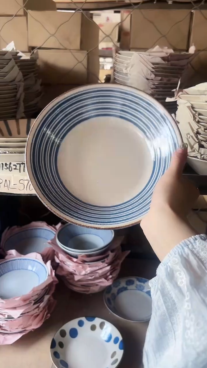 陶瓷秋收粗陶21.5cm'深盘一个