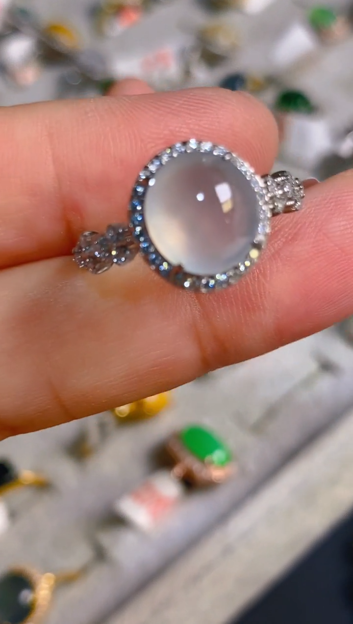 翡翠银S925镶嵌耳饰天然