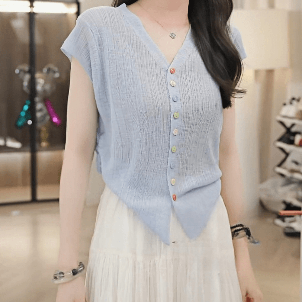 【彩虹桥】2025夏季新时尚休闲针织衫女毛衣短款短袖多巴胺上衣9253