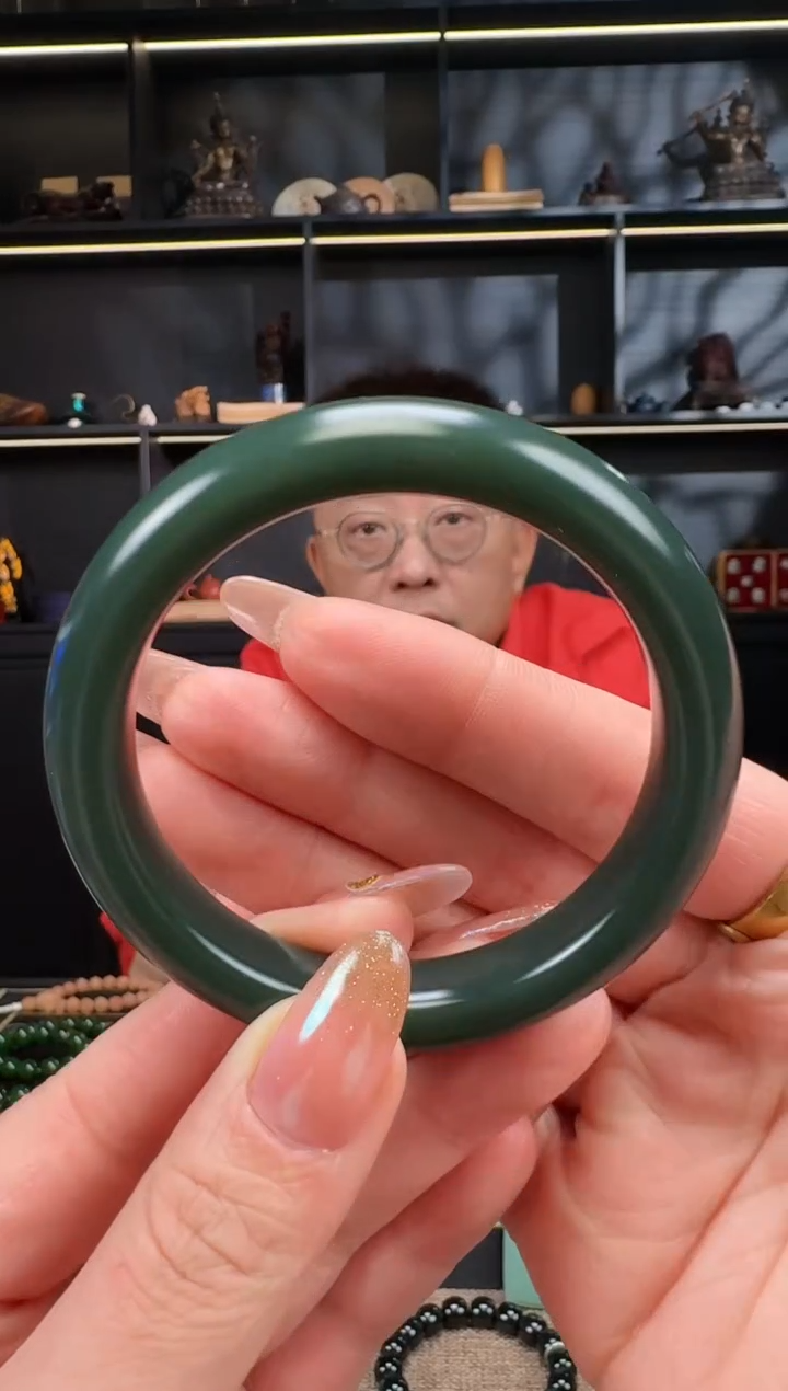 【闪购商品】和田玉1未镶嵌青海青手镯内径55.5mm