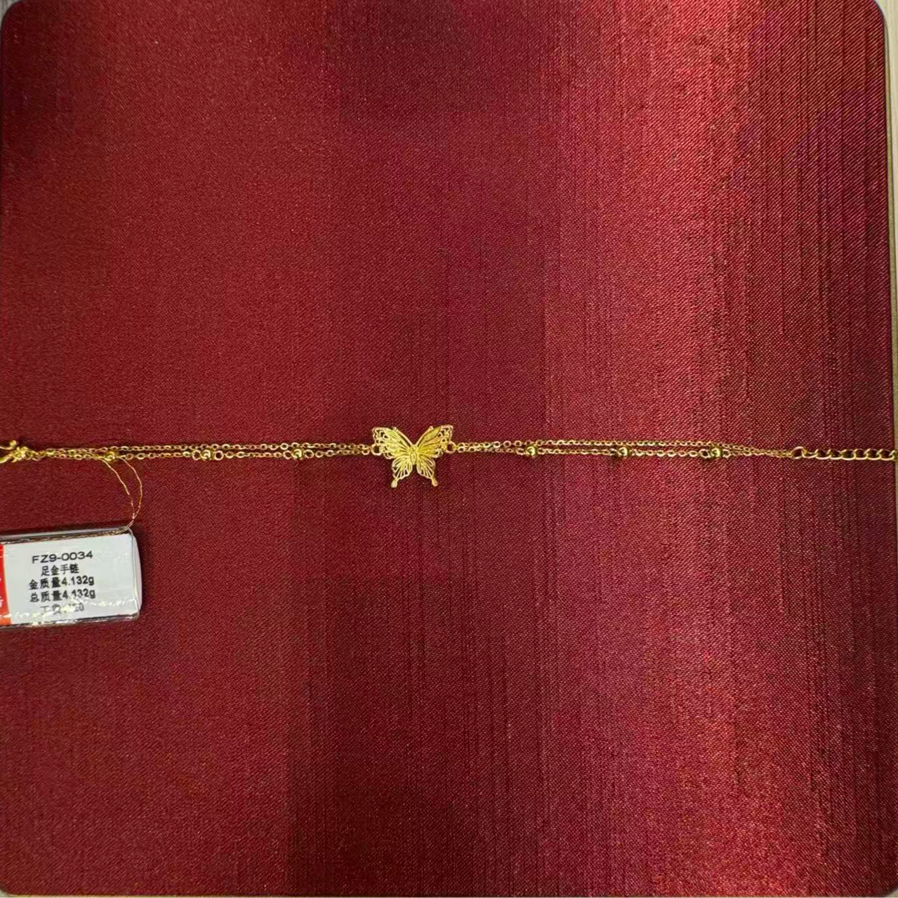 凤喆蝴蝶手链90034新中式足金999