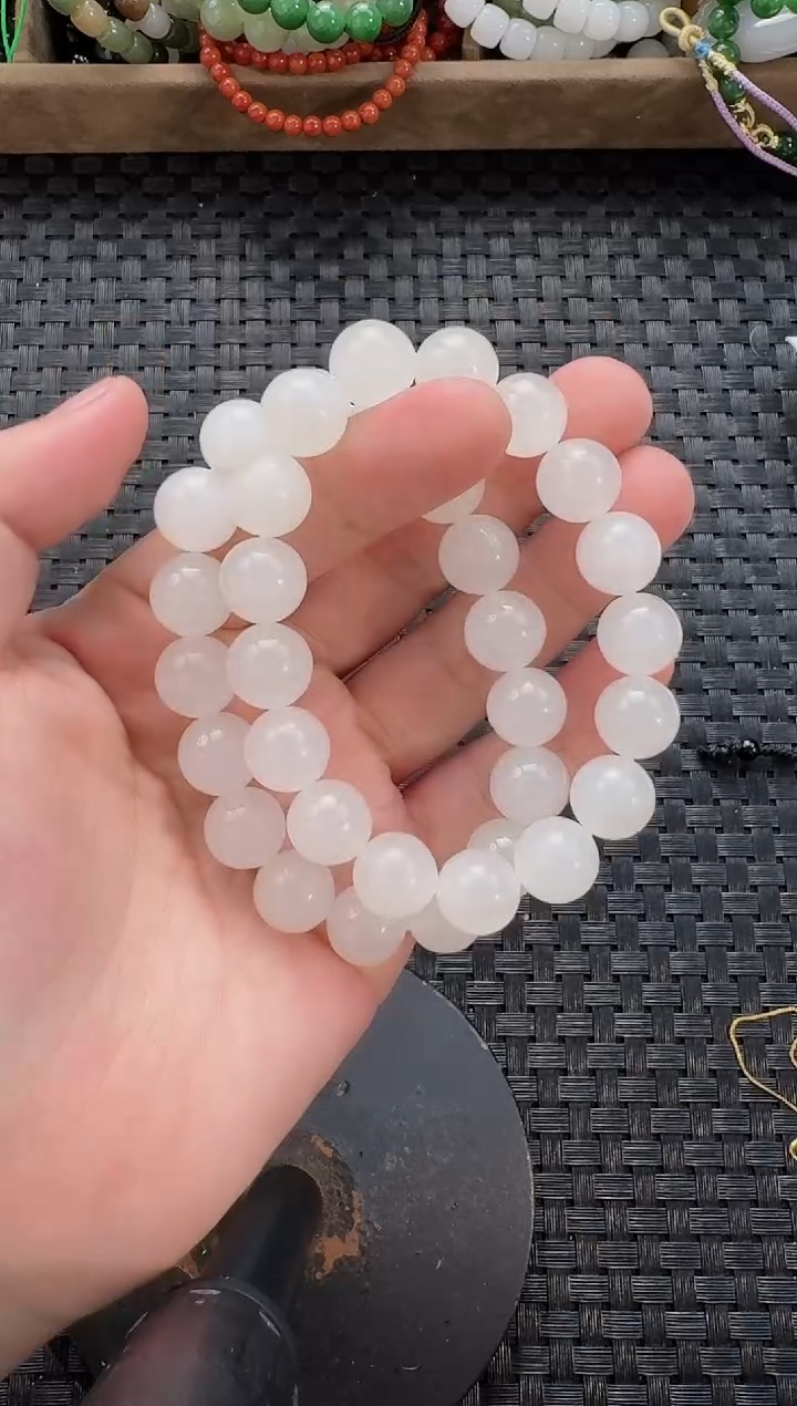 颈饰未镶嵌和田玉12mm手串（多样性发货拍一发一）
