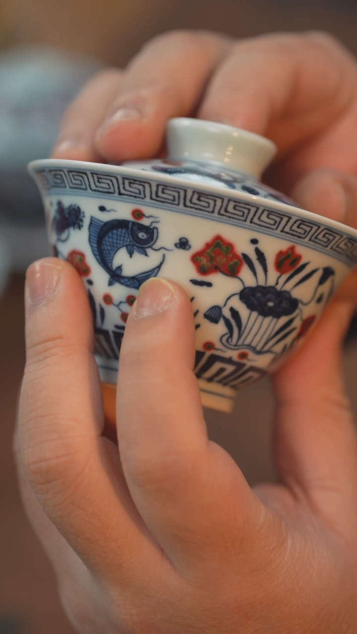 【闪购商品】杯明和堂鱼藻二才盖碗