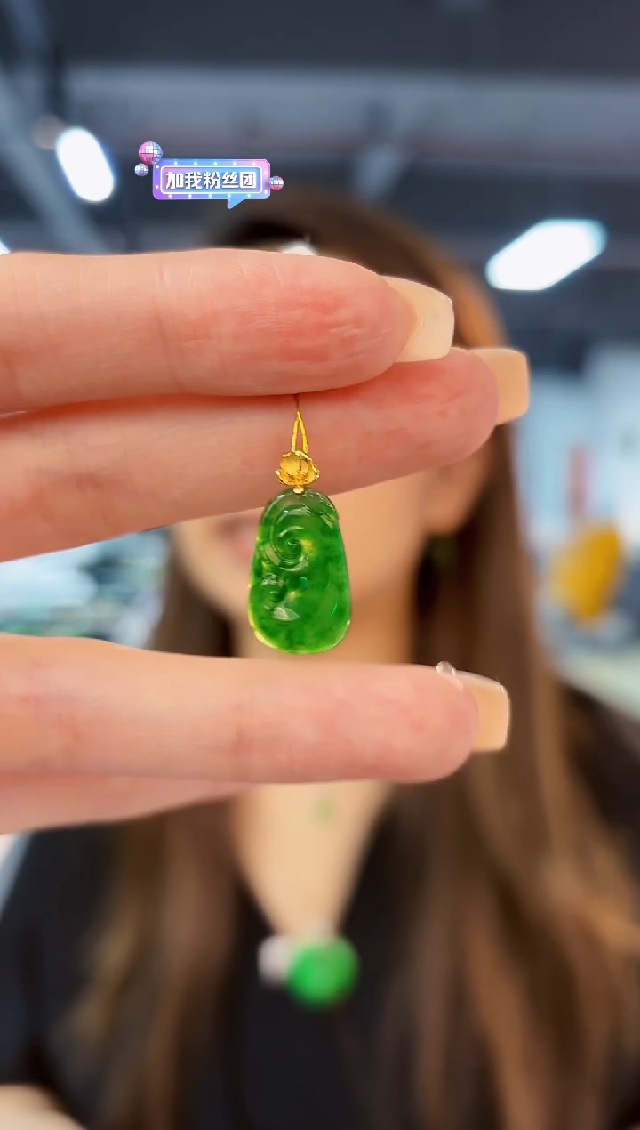 翡翠18K金镶嵌颈饰 缅料A货/支持复检/一件