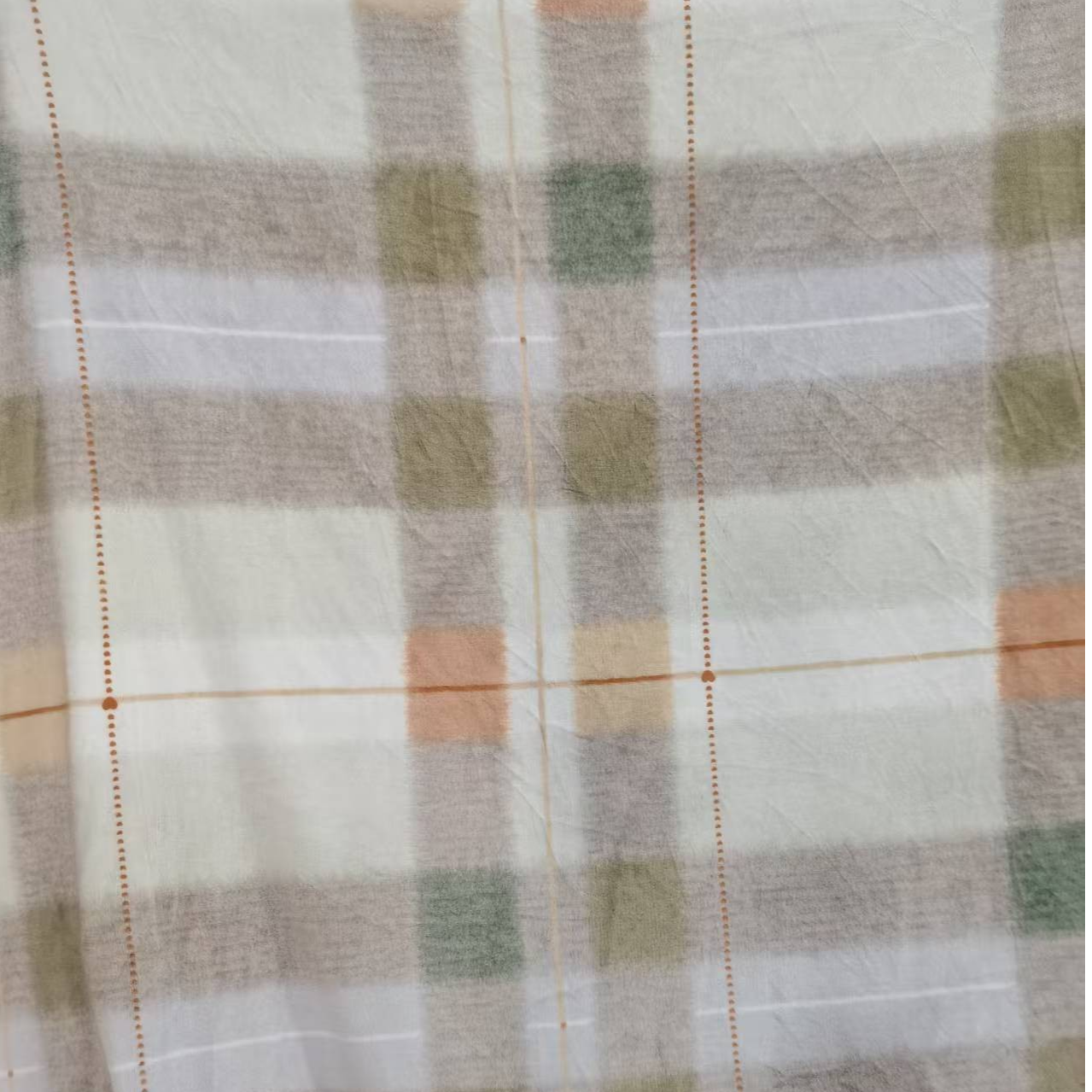 保暖绒床品布料~ 浅色格子