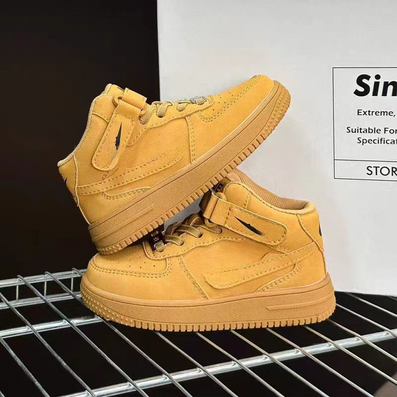 【韩版高货】6700 秋冬款潮童麦黄男女童二棉运动高帮板鞋 软底防滑