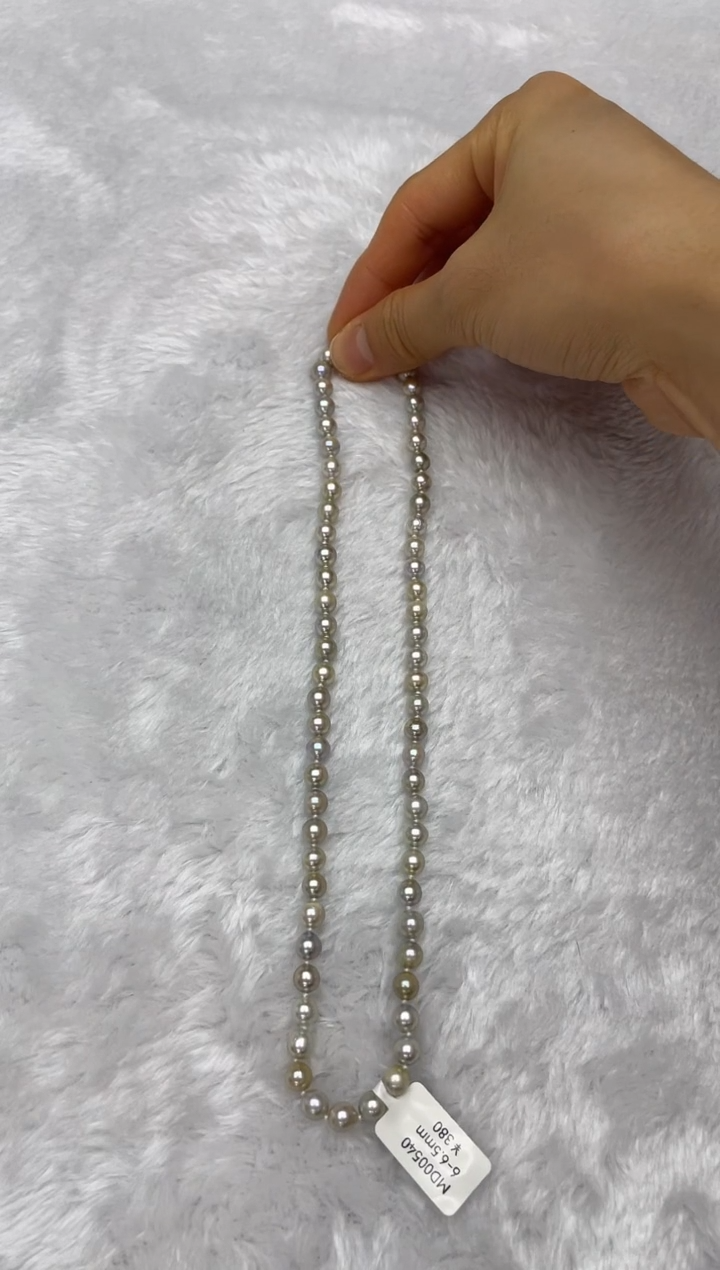 海水珍珠银S925镶嵌项链AK真多麻6-6.5mm